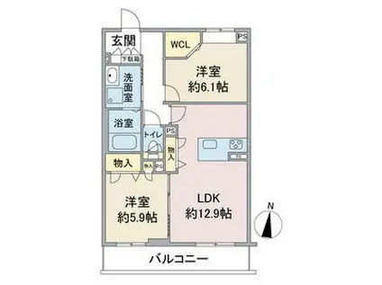 E-SMILE 榎(2LDK/3階)の間取り写真