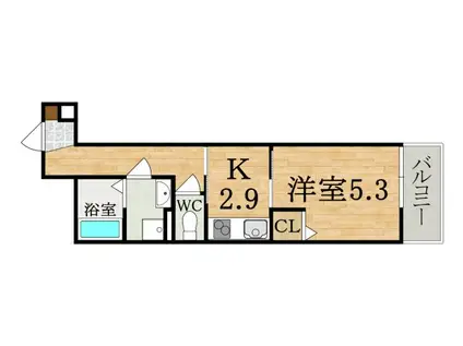 クレアール富雄北II(1K/1階)の間取り写真