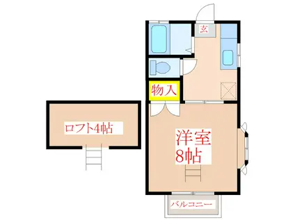 リバティハウス(1K/2階)の間取り写真