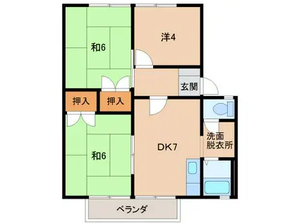 グリーンフル小倉(3DK/2階)の間取り写真