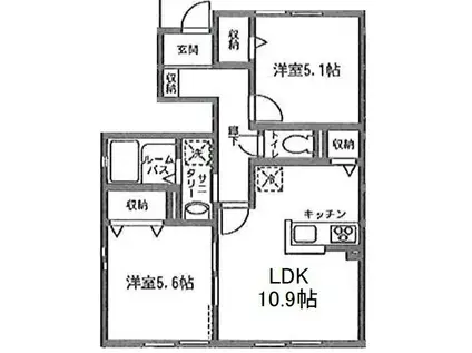 ペットケアビレッジ小手指南 A(2LDK/1階)の間取り写真