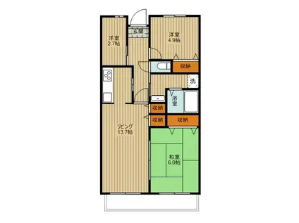 TS GARDEN 清瀬(2LDK/7階)の間取り写真