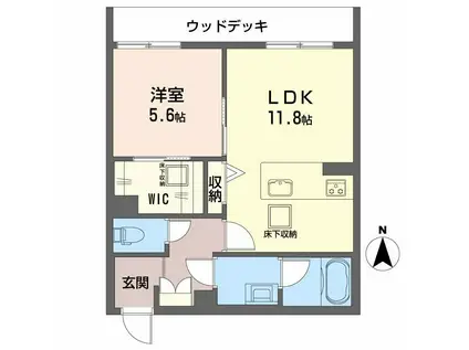 グランコート北浦(1LDK/1階)の間取り写真