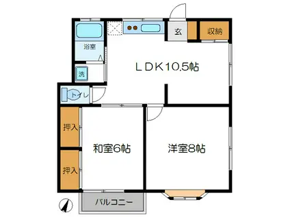 サンコーハイム(2LDK/1階)の間取り写真