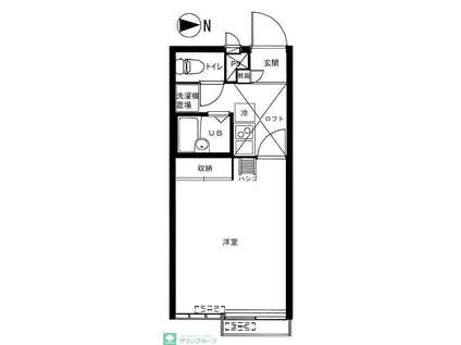 メインシティガーデンエリア(1K/1階)の間取り写真