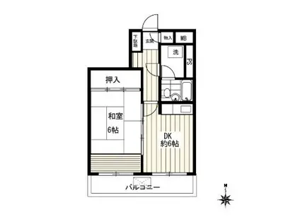 第5芙蓉ハイツ(1DK/6階)の間取り写真