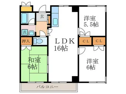 シルベーヌ北山(3LDK/2階)の間取り写真