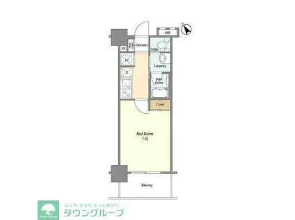 BPRレジデンス船橋(1K/9階)の間取り写真