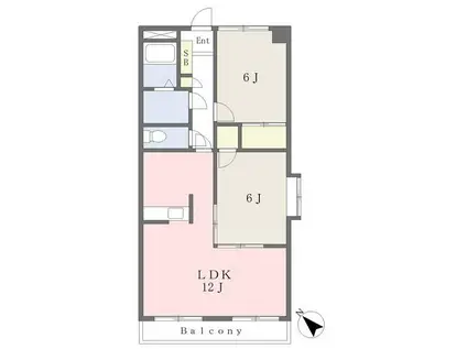 メヌエット嶋田(2LDK/2階)の間取り写真