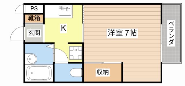 ヴィラエステート(1K/2階)の間取り写真