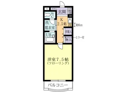 つくばエクスプレス つくば駅 バス乗車時間：15分 最寄りバス停で下車 徒歩10分 3階建 築28年(1K/3階)の間取り写真