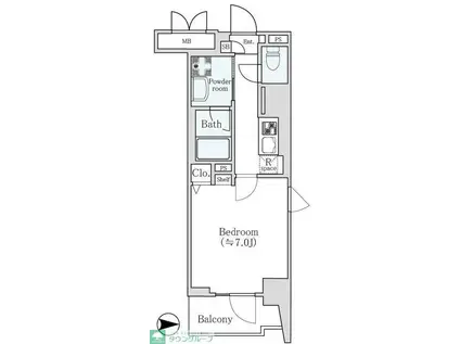 グランドレジデンス三鷹(1K/2階)の間取り写真