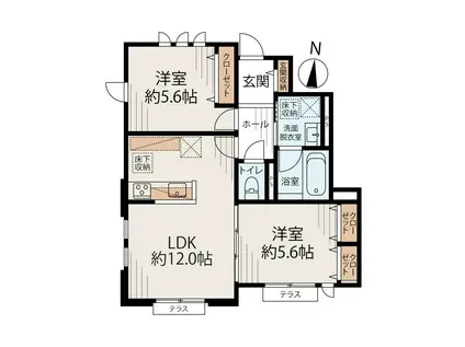 LA CLAIR(2LDK/1階)の間取り写真