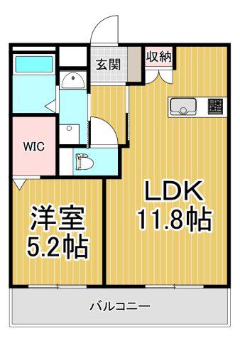 MICAELENOKURAKUEN(1LDK/1階)の間取り写真