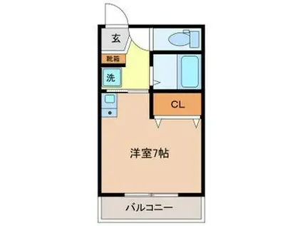 プライム富洲原(ワンルーム/3階)の間取り写真