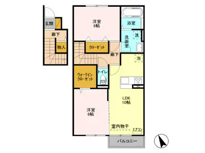 コトーシェソワ I(2LDK/2階)の間取り写真