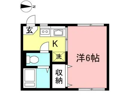 ヒルトップ(1K/1階)の間取り写真