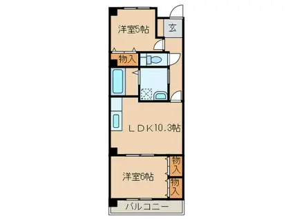 八熊曾七ハオス(2LDK/3階)の間取り写真