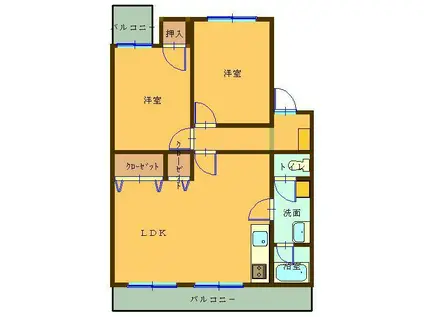 コモドカーサ朝日(2LDK/1階)の間取り写真