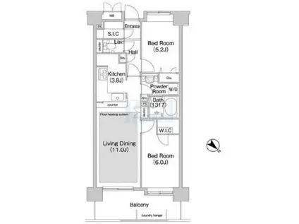 コンフォリア板橋仲宿(2LDK/11階)の間取り写真