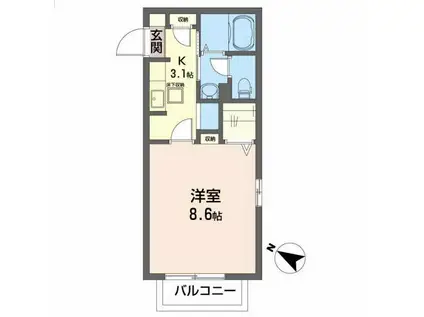 エール川内(1K/1階)の間取り写真