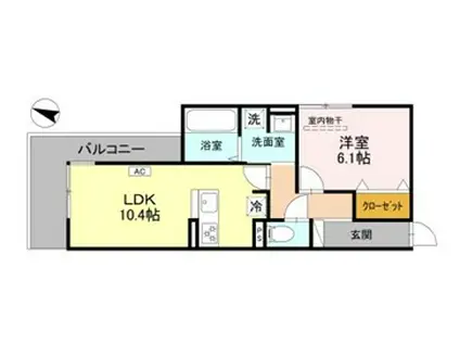 NOBLE TERRACE中山手(1LDK/3階)の間取り写真