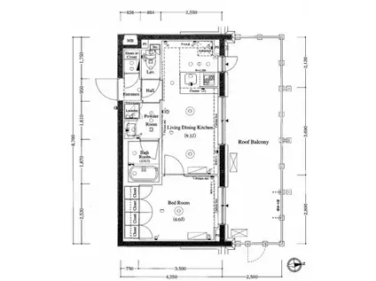 AXAS南蒲田アジールコート(1LDK/4階)の間取り写真