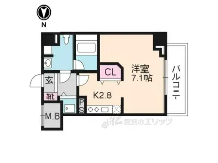 プレコート上鳥羽(1K/2階)の間取り写真