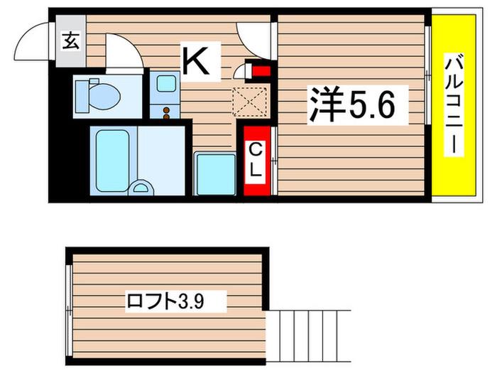 ピークシーダー(1K/1階)の間取り写真