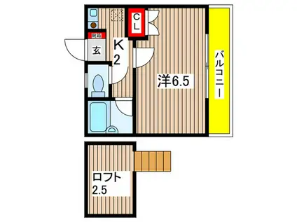 アイランドA(1K/2階)の間取り写真