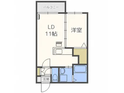 ルヌアージュ北13条東(1LDK/2階)の間取り写真