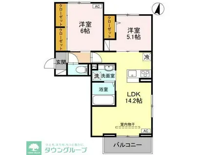 LUNA(2LDK/3階)の間取り写真