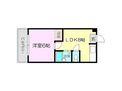 西淡路土井マンション(1LDK/3階)の間取り写真