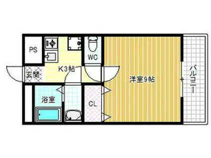 アクアティック・ヒル(1K/4階)の間取り写真