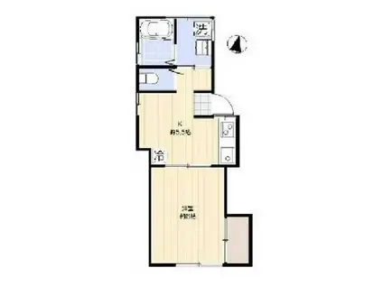 アパート・デュオ(1DK/2階)の間取り写真