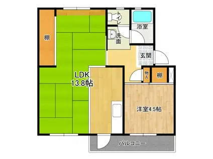 有野団地(1LDK/4階)の間取り写真