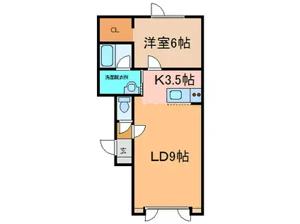 ブライトノア(1LDK/2階)の間取り写真