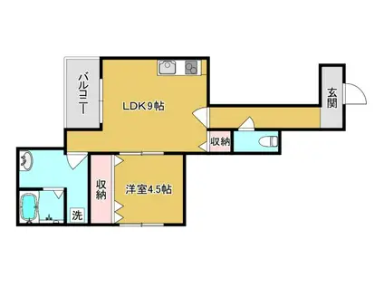 HEALING GRACE(1LDK/1階)の間取り写真