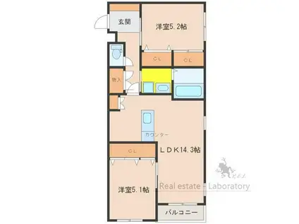 ALTE MEISTER 堀川(2LDK/1階)の間取り写真