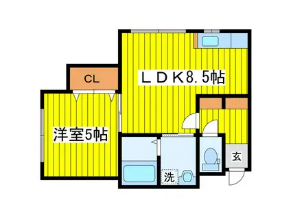 プレシャスハイム・N19(1LDK/2階)の間取り写真