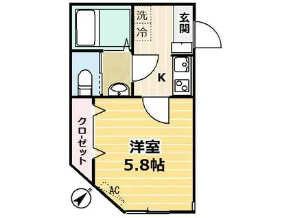 レグレス(1K/1階)の間取り写真