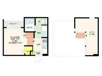 シティロード福岡 城南別府(1K/1階)の間取り写真