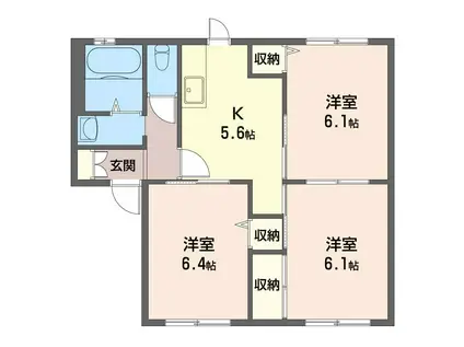 ドミール棚沢(3K/1階)の間取り写真