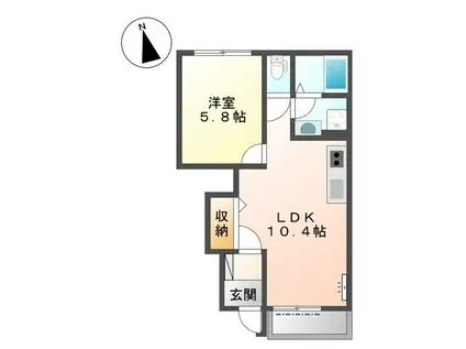 ルナキャット(1LDK/1階)の間取り写真
