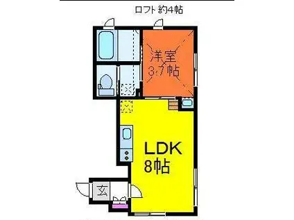 ドリーマー東万代町(1LDK/1階)の間取り写真
