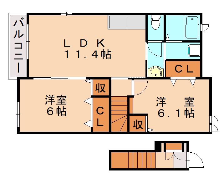 ファミーユ・H2(2LDK/2階)の間取り写真