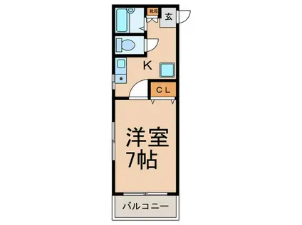 ラプラス蓮根(1K/1階)の間取り写真