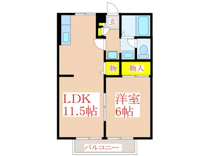 ニューパナシティれいめい(1LDK/2階)の間取り写真