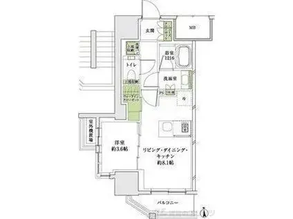 ザ・パークハビオ同心プレイス(1LDK/8階)の間取り写真