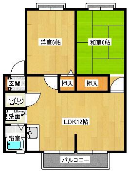サンビレッジ八尾(2LDK/1階)の間取り写真